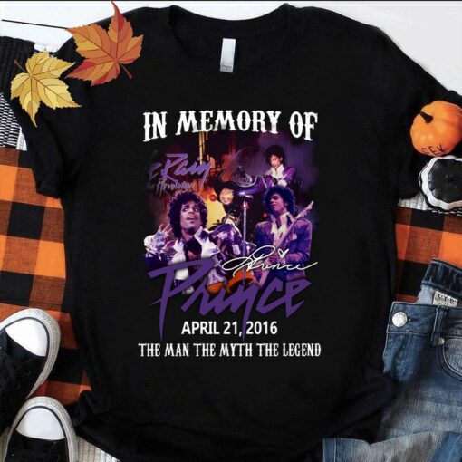 Funny In memory of Prince and The Revolution Purple Rain April 21 2016 Signature The Man The Myth The Legend Shirt 1