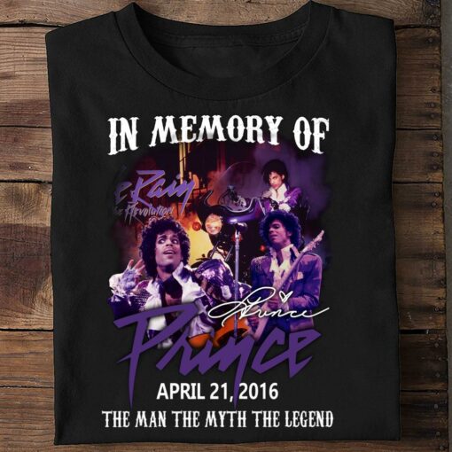 Funny In memory of Prince and The Revolution Purple Rain April 21 2016 Signature The Man The Myth The Legend Shirt 2