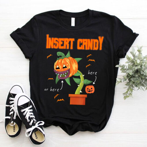 Insert Candy Here Carnivorous Plant Creepy Halloween Pumpkin T-Shirt