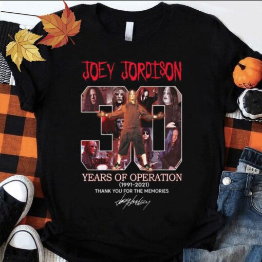 Awesome Joey Jordison Slipknot band 30 years of Operation 1991-2021 thank you for the memories signature shirt 1