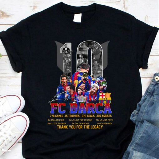 Awesome M10 Lionel Messi FC Barca records & achievements signature thank you for the legacy shirt 1