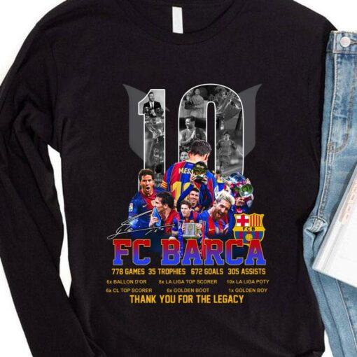Awesome M10 Lionel Messi FC Barca records & achievements signature thank you for the legacy shirt 4