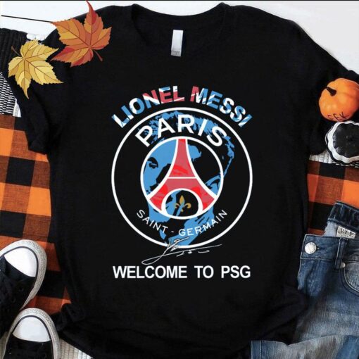 Awesome M30 Lionel Messi Welcome To PSG Paris Saint-Germain Signature shirt 1