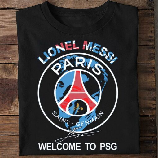 Awesome M30 Lionel Messi Welcome To PSG Paris Saint-Germain Signature shirt 2
