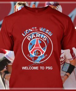 Awesome M30 Lionel Messi Welcome To PSG Paris Saint-Germain Signature shirt 7