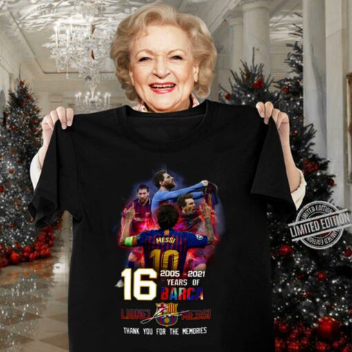 Funny Memory Lionel Messi with Barca 16 years of 2005-2021 signature shirt 3