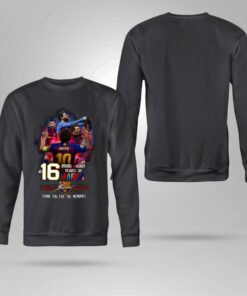 Funny Memory Lionel Messi with Barca 16 years of 2005-2021 signature shirt 7