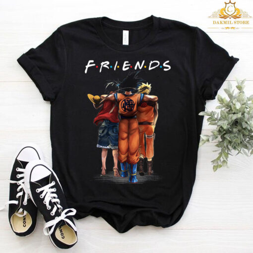 Monkey D.luffy Son Goku Luffy And Naruto Eating Friends Anime Shirt, Anime Friends Shirt