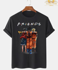 Monkey D.luffy Son Goku Luffy And Naruto Eating Friends Anime Shirt, Anime Friends Shirt