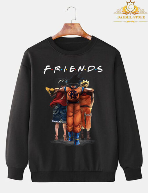 Monkey D.luffy Son Goku Luffy And Naruto Eating Friends Anime Shirt, Anime Friends Shirt