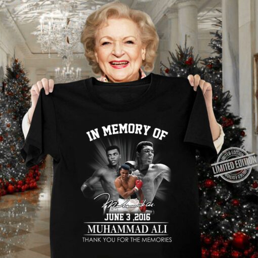 Hot Muhammad Ali in memory of june 3 2016 signature thank you for the memories shirt 3