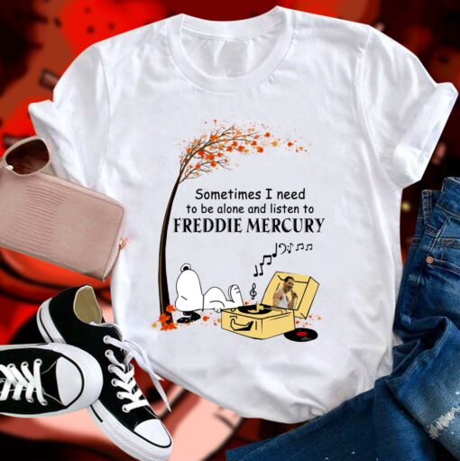Best Peanuts Snoopy Sometime I Need To Be Alone And Listen To Freddie Mercury Shirt 1