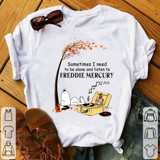 Best Peanuts Snoopy Sometime I Need To Be Alone And Listen To Freddie Mercury Shirt 2