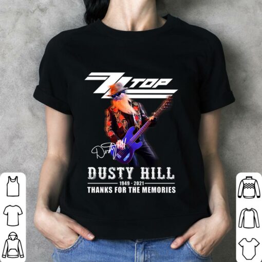 Awesome RIP Dusty Hill 1949-2021 Signature Thank You For The Memories ZZ Top Band Shirt 3