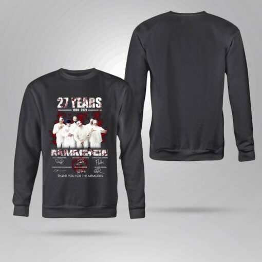 Awesome Rammstein band 27 years 1994-2021 Signatures Thank Memories Shirt 4
