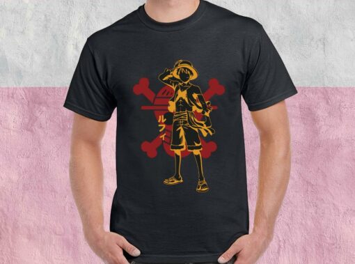 Retro One Piece Anime Shirt, Straw Hat Pirates, Monkey D Luffy, Japanese Anime Manga Shirt 1