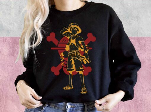 Retro One Piece Anime Shirt, Straw Hat Pirates, Monkey D Luffy, Japanese Anime Manga Shirt 3