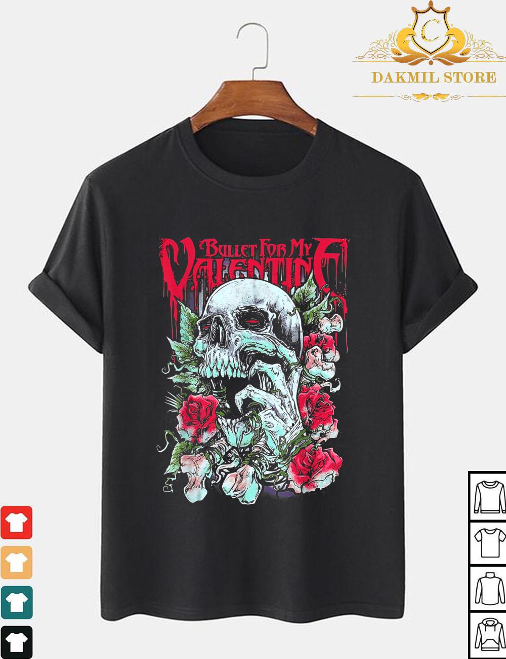 Roses Skull Bullet For My Valentine T-Shirt,Rock And Roll Shirt, Music Lover Gift Tee
