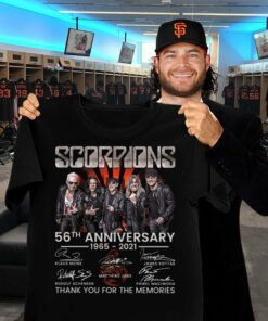 Official Scorpions band rock 56th anniversary 1965-2021 signatures thank you for the memories shirt 5