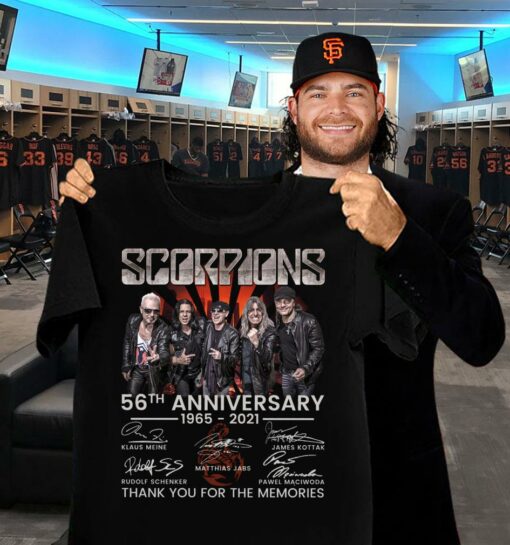 Official Scorpions band rock 56th anniversary 1965-2021 signatures thank you for the memories shirt 2