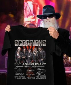 Official Scorpions band rock 56th anniversary 1965-2021 signatures thank you for the memories shirt 6
