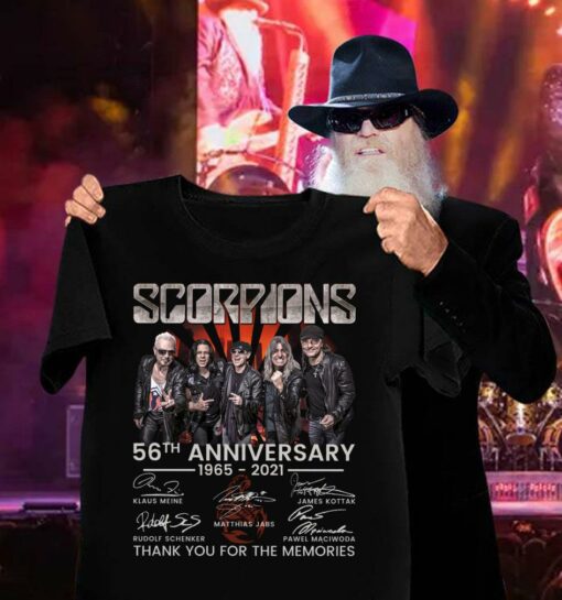 Official Scorpions band rock 56th anniversary 1965-2021 signatures thank you for the memories shirt 3