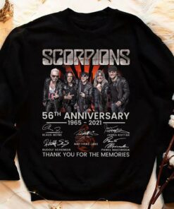 Official Scorpions band rock 56th anniversary 1965-2021 signatures thank you for the memories shirt 7