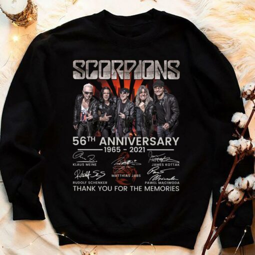 Official Scorpions band rock 56th anniversary 1965-2021 signatures thank you for the memories shirt 4