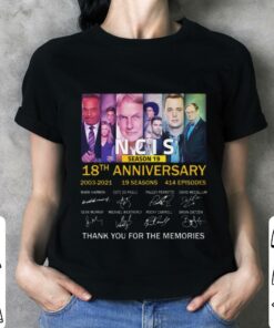 Official Season 19 NCIS 18th anniversary 2003-2021 19 seasons 414 episodes signatures thank memories shirt 6