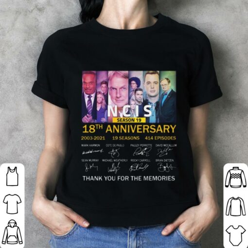 Official Season 19 NCIS 18th anniversary 2003-2021 19 seasons 414 episodes signatures thank memories shirt 3