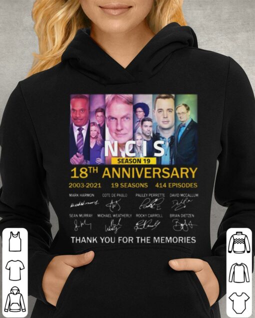 Official Season 19 NCIS 18th anniversary 2003-2021 19 seasons 414 episodes signatures thank memories shirt 4