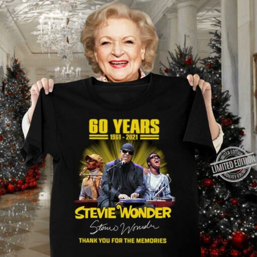 Best Stevie Wonder 60 years 1961-2021 signature thank you for the memories shirt 3