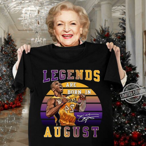 Original Thank You Kobe Bryant Legends Are Born In August Signature Retro Vintage Shirt 3