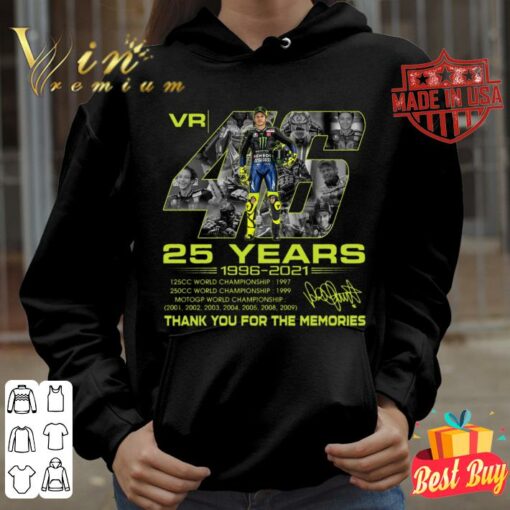 Original Thank You Valentino Rossi VR46 25 years 1996-2021 MotoGP World Championship Signature Shirt 3