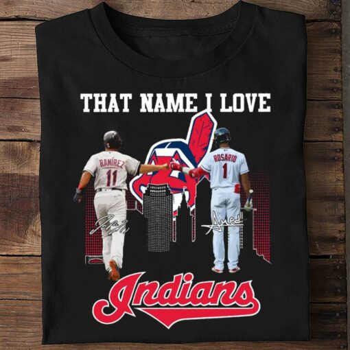 Official That Name I Love Cleveland Indians José Ramírez Amed Rosario Signatures Shirt 2