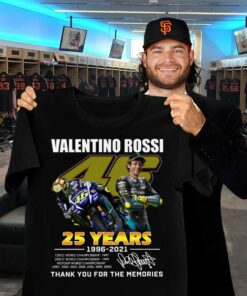Original V46 Valentino Rossi 25 years 1996-2021 World Championship signature thank memories shirt 5