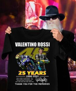 Original V46 Valentino Rossi 25 years 1996-2021 World Championship signature thank memories shirt 6