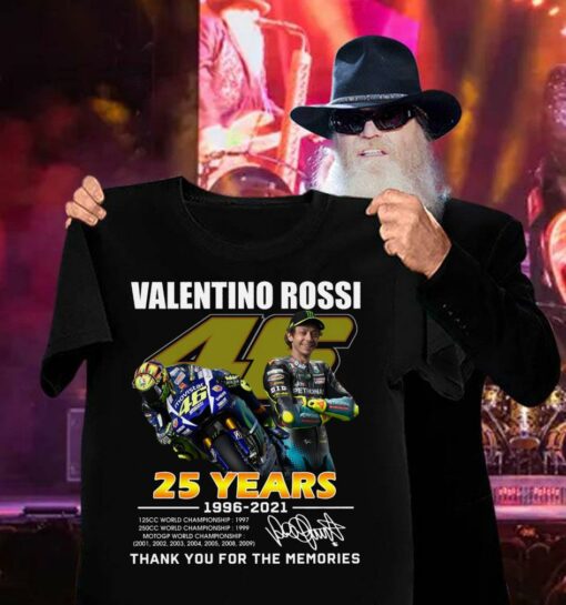 Original V46 Valentino Rossi 25 years 1996-2021 World Championship signature thank memories shirt 3