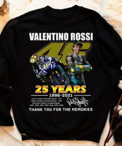 Original V46 Valentino Rossi 25 years 1996-2021 World Championship signature thank memories shirt 7