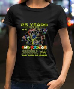 Original Valentino Rossi VR46 The Doctor 25 years MotoGP World Championship signature thank you for the memories shirt 5