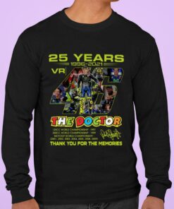 Original Valentino Rossi VR46 The Doctor 25 years MotoGP World Championship signature thank you for the memories shirt 6