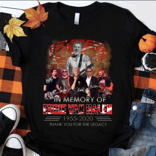 Awesome Van Halen band In Memory Of RIP Eddie Van Halen 1955-2020 Signatures Thank You For The Legacy Shirt 1