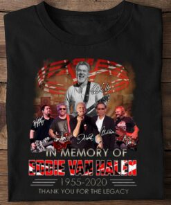 Awesome Van Halen band In Memory Of RIP Eddie Van Halen 1955-2020 Signatures Thank You For The Legacy Shirt 5