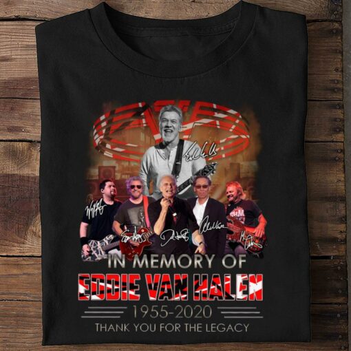 Awesome Van Halen band In Memory Of RIP Eddie Van Halen 1955-2020 Signatures Thank You For The Legacy Shirt 2