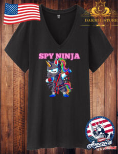 Vintage Cool Spy Gaming Ninjas Unicorn Gamer Boy Girl Spy Ninja V Neck