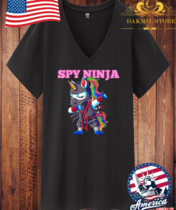 Vintage Cool Spy Gaming Ninjas Unicorn Gamer Boy Girl Spy Ninja V Neck