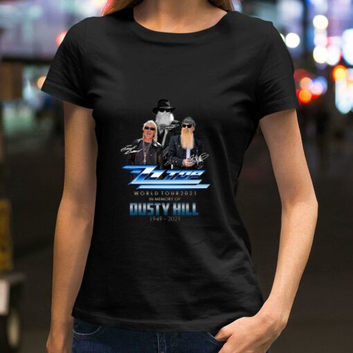 Best ZZ Top band World Tour 2021 In Memory Of Dusty Hill Rest In Peace Shirt 2