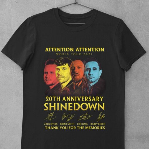 Premium 2021 ATTENTION ATTENTION World Tour 20th anniversary Shinedown signatures thank memories shirt 1
