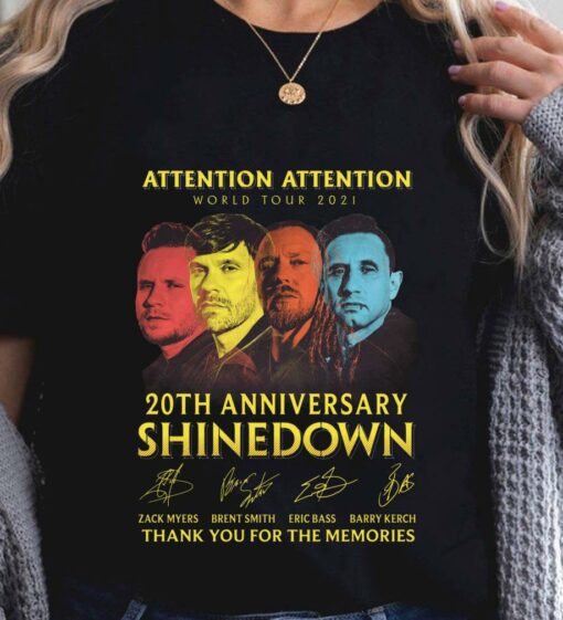 Premium 2021 ATTENTION ATTENTION World Tour 20th anniversary Shinedown signatures thank memories shirt 2