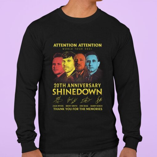 Premium 2021 ATTENTION ATTENTION World Tour 20th anniversary Shinedown signatures thank memories shirt 3